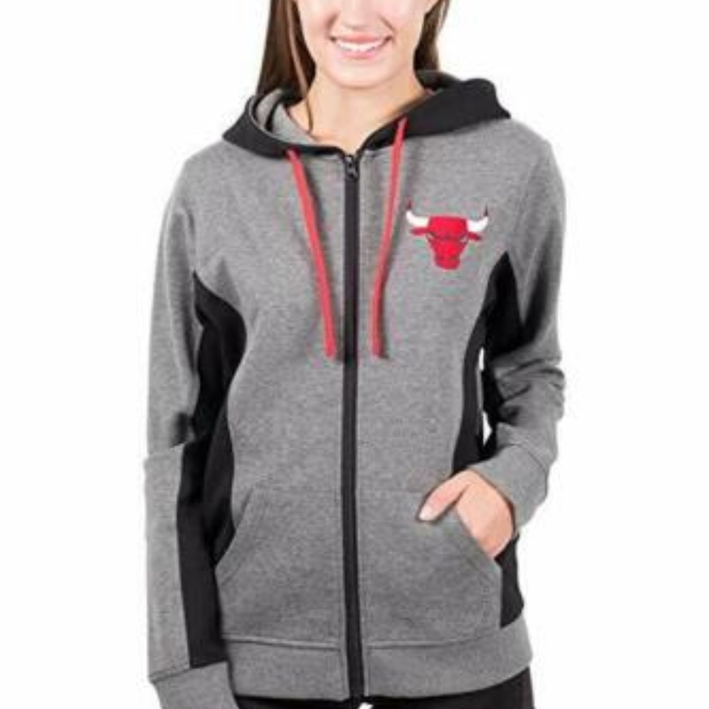 Chicago Bulls full zip hoodie, Womens, Grey Med
